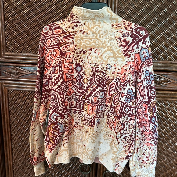 New Anthropologie Mock T neck Sweater in pink combo. - Picture 1 of 7